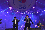 This image is of a Blues Brothers tribute show performing at Global Village in Dubai, 2016